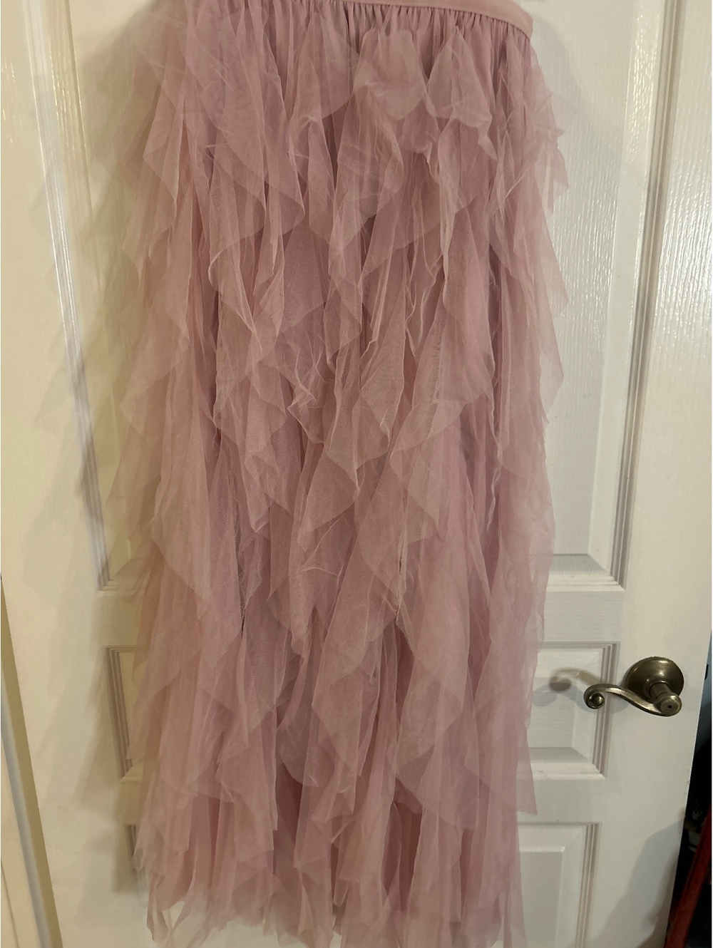 SOHO APPAREL Pink Ruffled Tulle Maxi Skirt Large